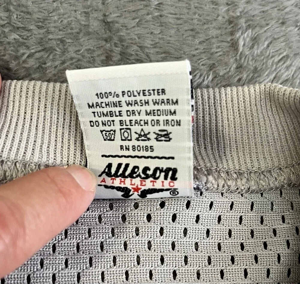 Alleson Athletic Gray Mesh Baseball Shirt Short Sleeve Jersey Henley Youth Large